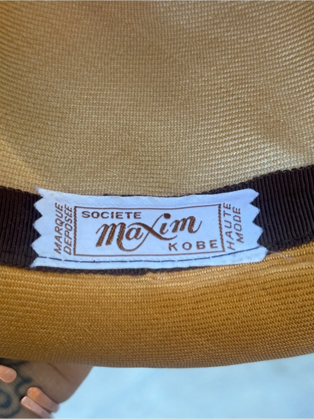 Vintage Straw Bow Trim Bowler Hat in Tan - Picture 3 of 3